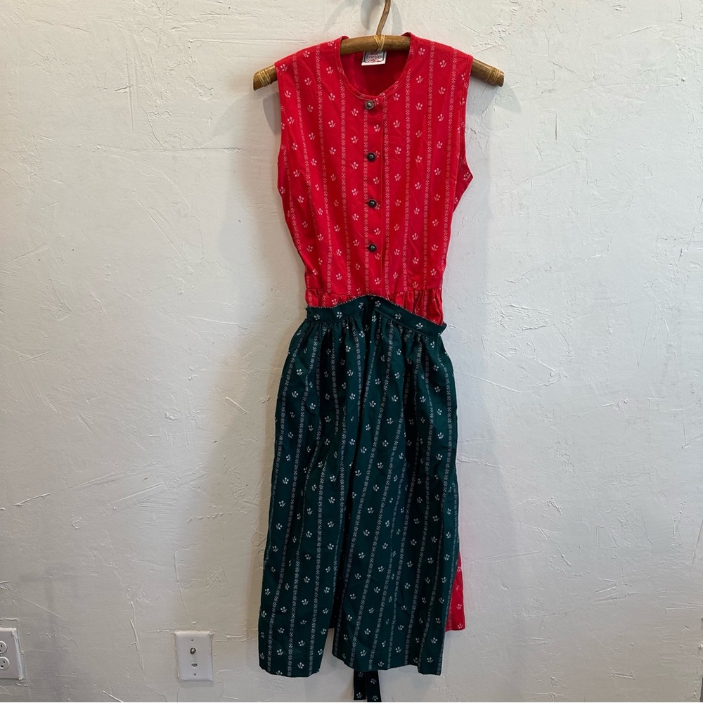 Swedish Inspired “Heidi” Midi Dress in Red and Green